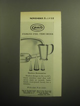 1958 Gense Stainless Steel Advertisement - Hostess Accessories - $18.49