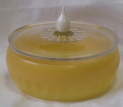 Vintage Avon Cotillion Beauty Dust Powder Bowl Yellow Clear Plastic Made In USA - £15.92 GBP