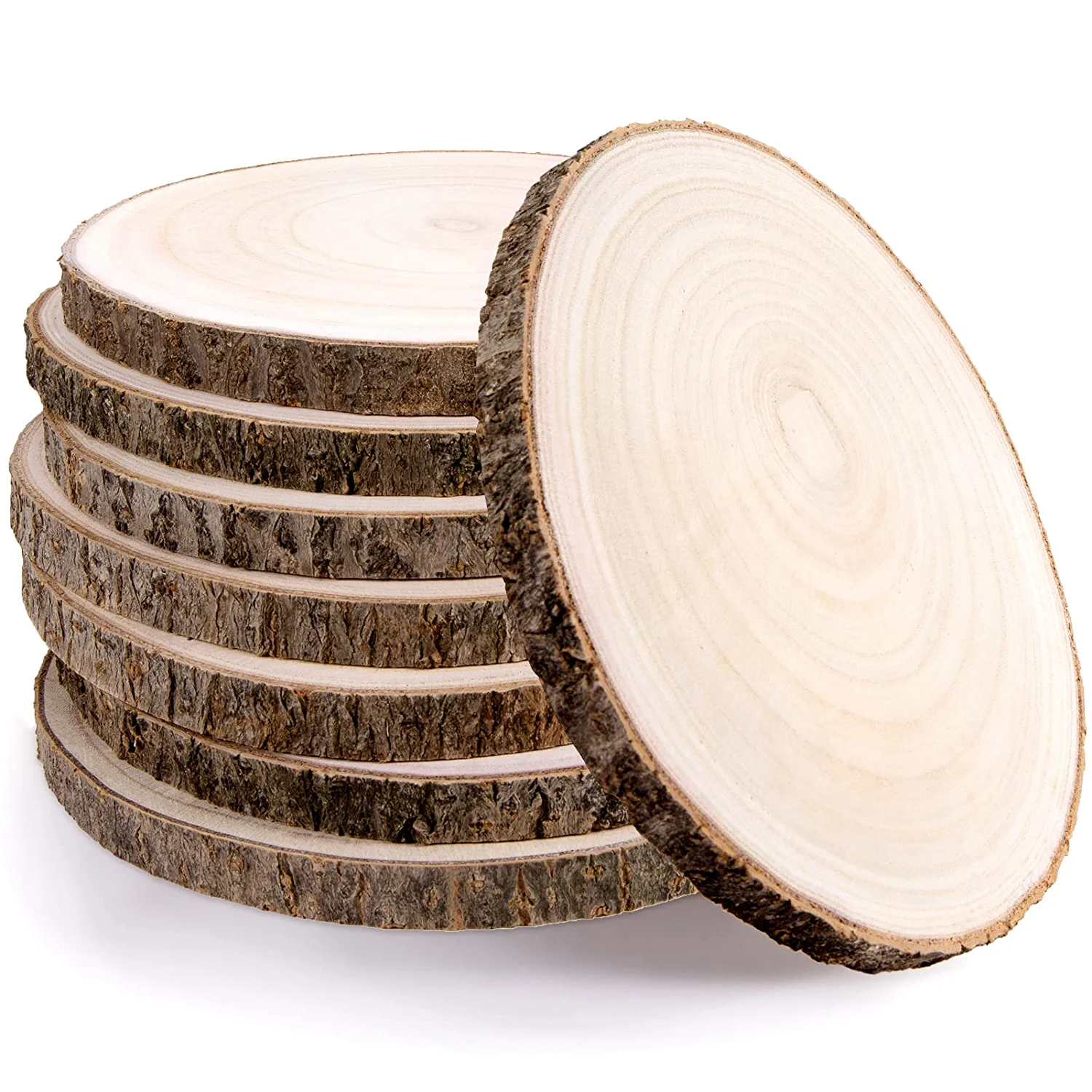 8 Pack 8-9 Inch Round Rustic Wood Slices For Weddings, Table Centerpieces And Ot - £46.34 GBP
