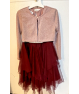 Bonnie Jean Pink &amp; Burgundy Tulle Dress With Jacket (6X) - $14.96