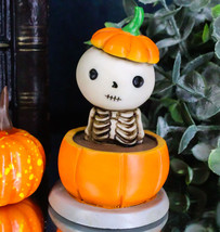 Lucky The Skeleton Jack O Lantern Bathing in Chocolate Soup Pumpkin Figu... - £18.07 GBP