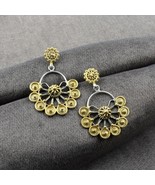 Floral Shaped -Two Tone Real 925 Silver Dangle Indian Women Jhumka Earrings - €64,38 EUR