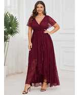 Women Plus Size Lace Ruffles Short Sleeve Wrap A Line Maxi Luxury Evenin... - £31.07 GBP+