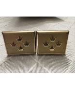 Swank Gold Tone Rectangular Crown Design Mid Century Cufflinks VTG - $37.44 CAD