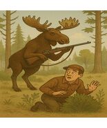 Funny Moose Hunting Man Poster - Reversed Hunting Joke Wildlife Wall Art - $313.68 MXN+