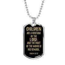 Express Your Love Gifts Prolife Bible Verse Necklace Psalm 127:3 Dog Tag Stainle - £35.19 GBP