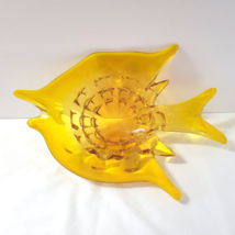 Yellow Angel Fish Art Glass Bowl Murano ? Large Size Approx 12.5&quot; x 9&quot; x... - £50.33 GBP