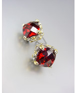 Designer PETITE Silver Gold BALINESE Filigree Red Garnet CZ Crystals Ear... - £16.02 GBP