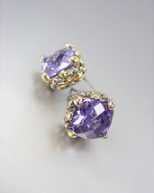 Designer PETITE Silver Gold BALINESE Filigree Light Amethyst CZ Crystals... - $19.99