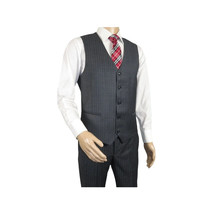 Men Suit BERLUSCONI Turkey 100% Italian Wool Super 180's Vested #Ber2 Charcoal image 7