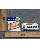 ROBERT EMBROIDERED VINTAGE SEW ON NAME PATCH TAG - Bicycle Plate 1970s - $14.80