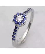 Women&#39;s 2Ct Round Cut Lab-Created Sapphire Ring in 14K White Gold Plated - $2,916.41 MXN