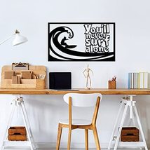 LaModaHome Metal Wall Art Youll Never Surf Alone Black Wall Decor, Living Room, - £84.73 GBP