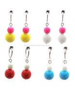 1 PAIR Spring CLIP-ON,Faux Pearl,Ceramic Balls,DANGLE EARRINGS,5 Colors - $54.84 MXN