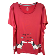 Secret Treasures Womens Lounge Shirt Red I Long To Be Around You Dogs Stretch XL - £18.90 GBP