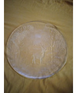 Vintage Christmas Sleigh Ride Clear Pressed Glass Platter - £21.69 GBP