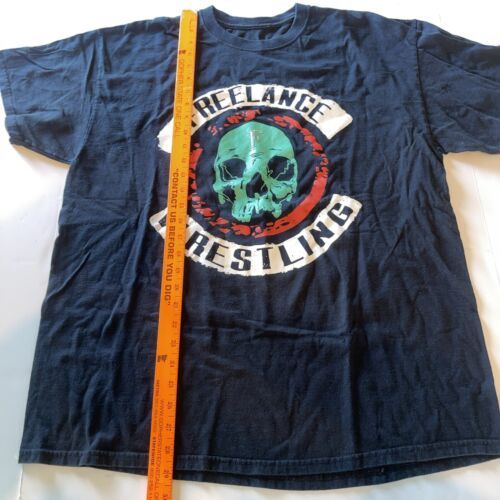 Freelance Wrestling Shirt  Men Sz XL Graphic T Shirt Black Skull Outlaw Item image 5