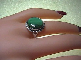 Sterling Silver Round Malachite Ring  (M3) - £19.65 GBP