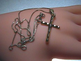 Sterling Silver Gold Tone Diamond Cut Crucifix  Pendant/ Necklace - £19.77 GBP