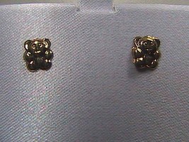 14k Yellow Gold Teddy Bear Child Pierced Stud  Earrings - £19.93 GBP