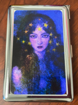 Mystic Star Woman Image Cigarette Case with Built in Lighter Metal Wallet - £15.60 GBP