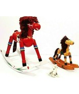 Wood Rocking Horses 2&quot; Tall, 6&quot; Tall &amp; 9 1/2&quot; Tall Set Of 3 Vintage - $306.71 MXN
