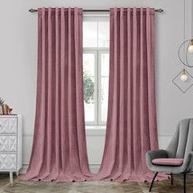 Homeideas Dusty Pink Velvet Curtains 52 X 108 Inches, 2 Panels Thick And Luxury - £47.71 GBP
