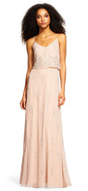 Adrianna Papell Rose Gold Beaded Popover Gown with Scallop Design   12   $329 - £189.72 GBP