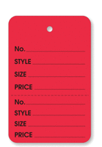 Red 2 part Merchandise Garment Sale Price Tags Unstrung 1-1/4 x 1-7/8  - $2.99+
