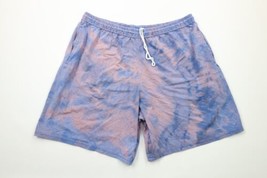 Vtg Streetwear Mens XL Distressed Acid Wash Above Knee Dad Shorts Trippy Blue - £31.80 GBP