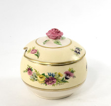 Ambassador Ware Sugar Bowl w/Lid Porcelain Gold Trim Roses England Vintage - $15.99