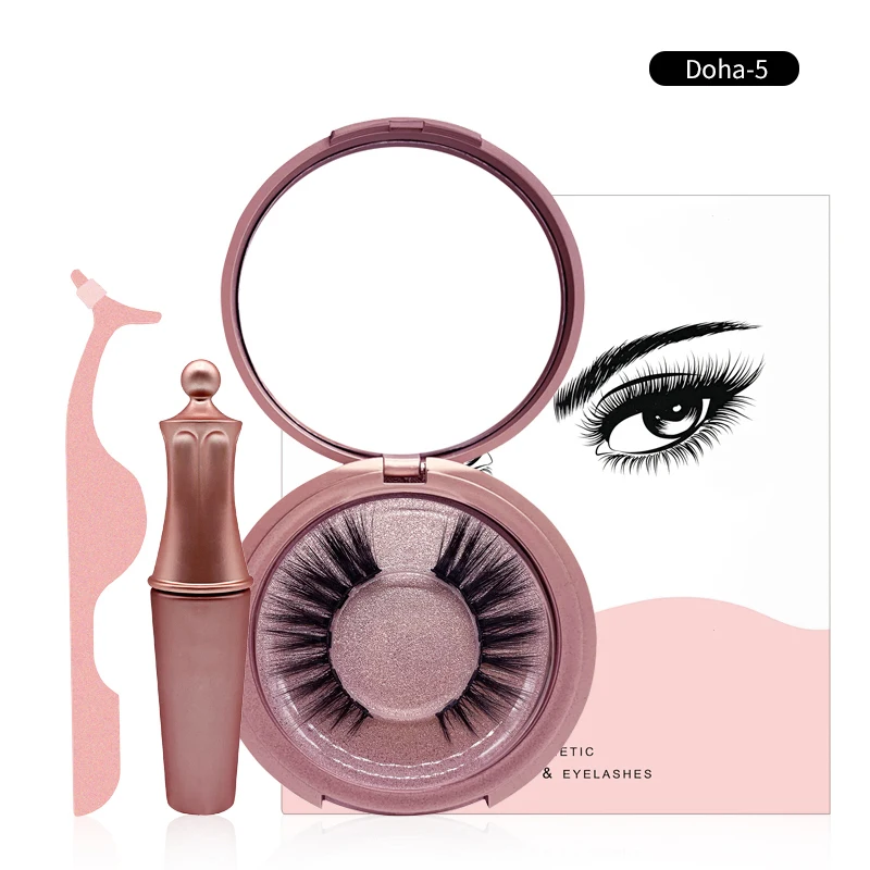 MIOFIA magnetic eyelashes with 5 magnets pink magnetic eyelashes set with magnet - $31.70