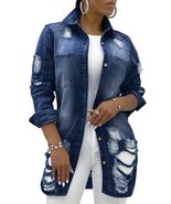 sexycherry Denim Navy Blue Distressed Trucker Jacket for Women Size 3X-L... - $547.30 MXN sexycherry Denim Navy Blue Distressed Trucker Jacket for Women Size 3X-L... - $547.30 MXN