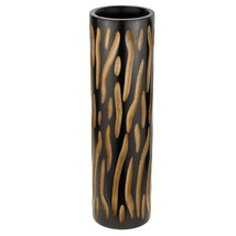 Eco-Chic Hand Carved Brown 14-inch Cylinder Mango Tree Wood Vase - £19.61 GBP