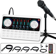 Podcast Equipment Bundle Audio Interface Live Sound Card Dj Mixer Kit W Xlr - £47.63 GBP