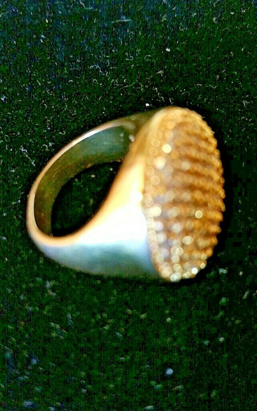 Size 6 Unbranded Yellow Gold Tone Round Dome Ring Clear Prong Set Pave Stones Item image 10
