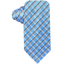 GEOFFREY BEENE Blue Brown Small Grid Silk Polyester Blend Classic Tie - £14.93 GBP