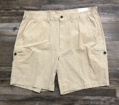 St Johns Bay Mens Size 42 Beige Linen Cotton Cargo Shorts New with Tags - £14.59 GBP