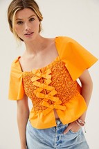 New Anthropologie MARE MARE Smocked Bow-Tie Tank $118  X-SMALL  Orange - £37.40 GBP