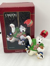1998 Carlton Cards FOOTBALL FOLLY Polar Bear &amp; Penguins Heirloom Ornament - $11.61