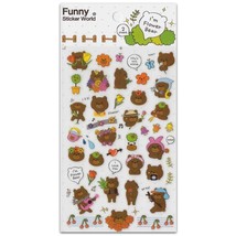 ✰ CUTE FLOWER BEAR STICKERS Two Sticker Sheets Kids Craft Scrapbook Brow... - $2.49