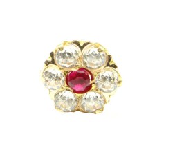 Daisy Solid Gold Pink White CZ Nose Stud nose Pin solid 14k Yellow gold - £27.11 GBP