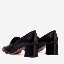 The Victoria Black Leather Block Heel Pump Women Shoe image 3