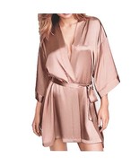 Victorias Secret Robe Sz M L Pink Open Front Belted Satin Texture Kimono... - $20.90 CAD