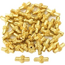 Bali Tube Rope Gold Plated Beads 9.5mm 15 Grams 40Pcs Approx. - £5.40 GBP