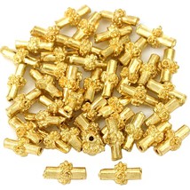 Bali Tube Rope Gold Plated Beads 9.5mm 15 Grams 40Pcs Approx. - £5.05 GBP