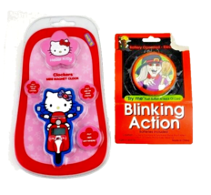 Hello Kitty Mini Magnet Clock and Blinking Action Halloween Witch Pin NWT - £11.24 GBP