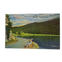 Postcard Scene At Echo Lake Denver Colorado Echo Lake Lodge In Distance Linen - £5.24 GBP