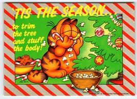 Garfield Postcard Christmas Tis The Season To Eat Popcorn Tabby Jim Davis 1978 - £7.28 GBP