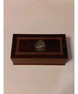 VINTAGE WOOD TRINKET JEWELRY BOX APPLIED BRASS DESIGN OF CLIPPER SHIP UN... - $336.54 MXN